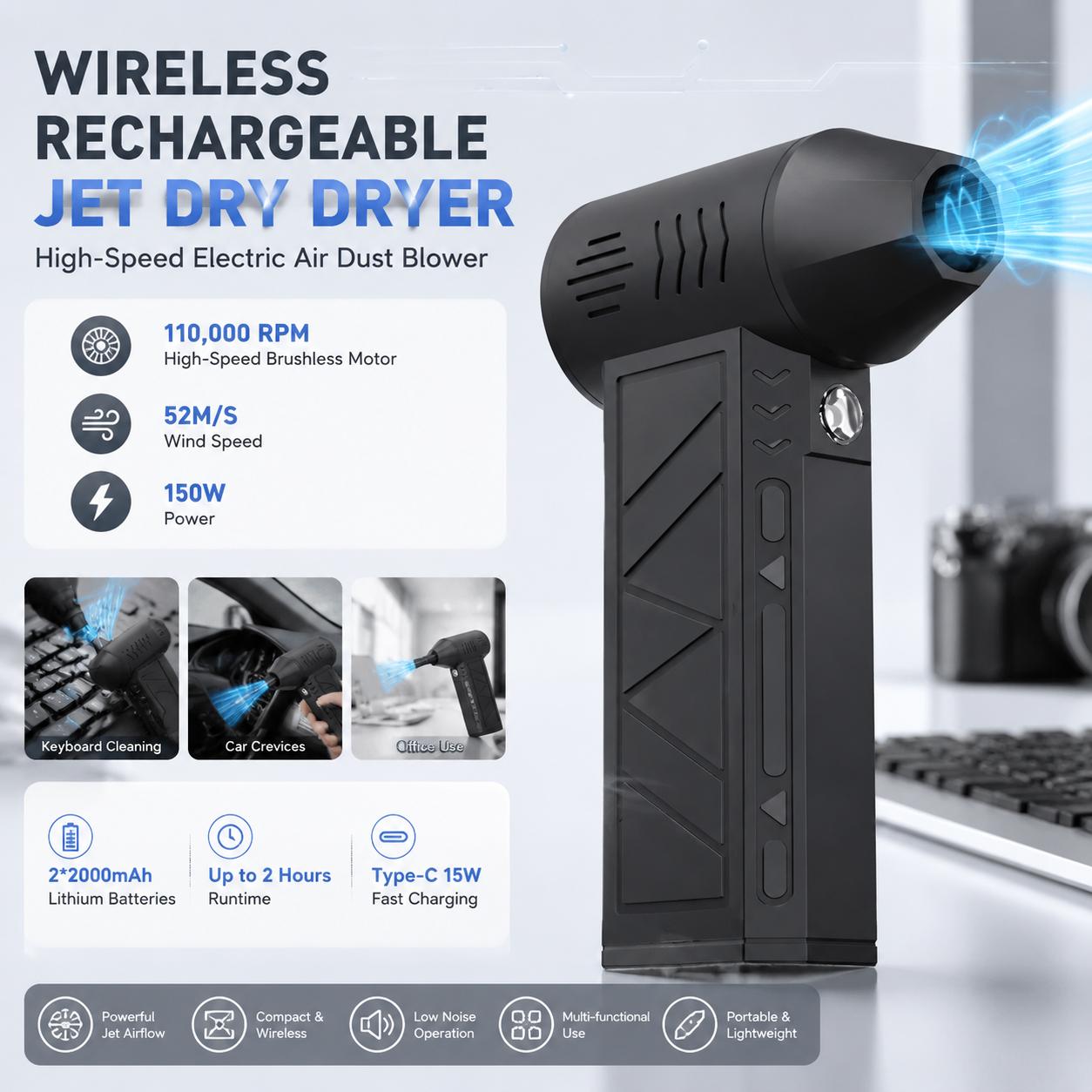 Office Tech For Home - Souffleur d'air électrique 110000 tr/min, 3