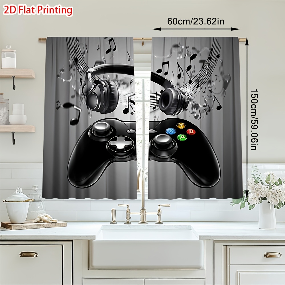 Office Tech For Home - 2 rideaux imprimés manette de jeu